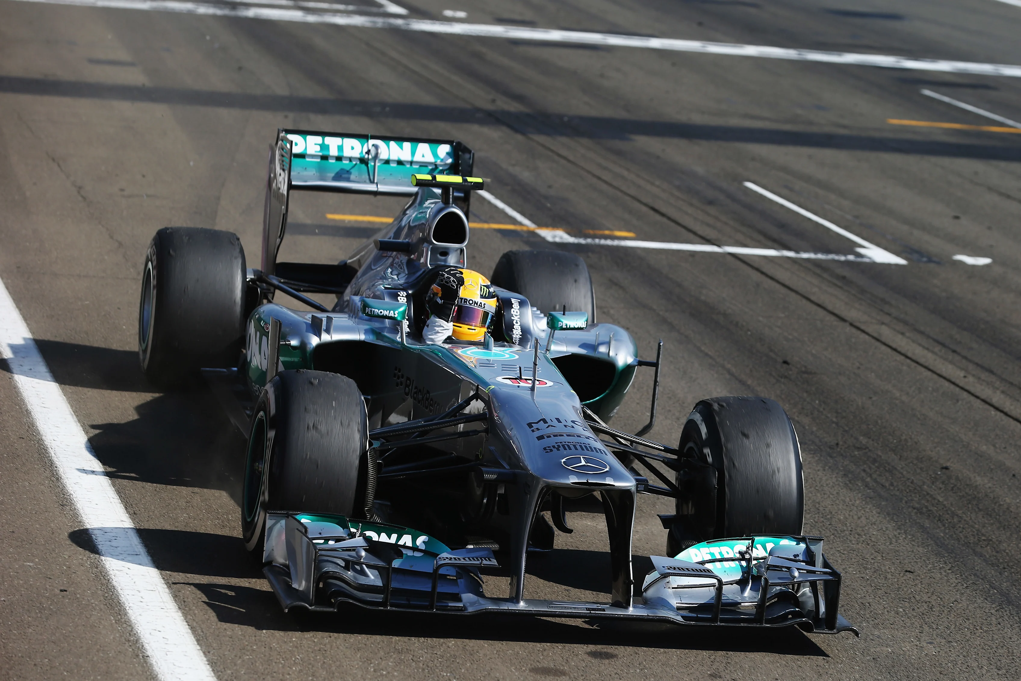 BUDAPEST, HUNGARY - JULY 28: Lewis Hamilton of Great Britain and Mercedes GP celebrates as he